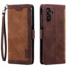 For Samsung Galaxy S25+ 5G Retro Splicing Horizontal Flip Leather Phone Case(Brown) - 1