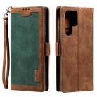 For Samsung Galaxy S25 Ultra 5G Retro Splicing Horizontal Flip Leather Phone Case(Green) - 1