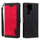 For Samsung Galaxy S25 Ultra 5G Retro Splicing Horizontal Flip Leather Phone Case(Red) - 1