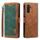 For Samsung Galaxy S25 FE 5G Retro Splicing Horizontal Flip Leather Phone Case(Green) - 1