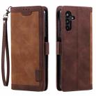 For Samsung Galaxy S25 FE 5G Retro Splicing Horizontal Flip Leather Phone Case(Brown) - 1
