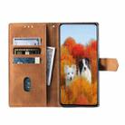 For Samsung Galaxy S25+ 5G TTUDRCH Embossed Line Splicing Leather Phone Case(Brown) - 3