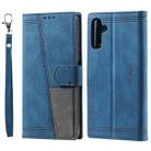 For Samsung Galaxy S25+ 5G TTUDRCH Embossed Line Splicing Leather Phone Case(Blue) - 2