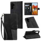 For Samsung Galaxy S25+ 5G TTUDRCH Embossed Line Splicing Leather Phone Case(Black) - 1