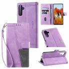 For Samsung Galaxy S25+ 5G TTUDRCH Embossed Line Splicing Leather Phone Case(Purple) - 1