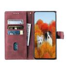 For Samsung Galaxy S25 Ultra 5G TTUDRCH Embossed Line Splicing Leather Phone Case(Wine Red) - 3
