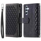 For Samsung Galaxy S25 5G Grid Texture Zipper Leather Phone Case with Lanyard(Black) - 2
