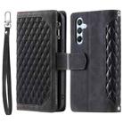 For Samsung Galaxy S25+ 5G Grid Texture Zipper Leather Phone Case with Lanyard(Black) - 2