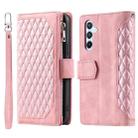 For Samsung Galaxy S25+ 5G Grid Texture Zipper Leather Phone Case with Lanyard(Rose Gold) - 2