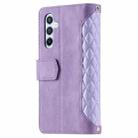 For Samsung Galaxy S25 FE 5G Grid Texture Zipper Leather Phone Case with Lanyard(Purple) - 3