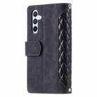 For Samsung Galaxy S25 FE 5G Grid Texture Zipper Leather Phone Case with Lanyard(Black) - 3