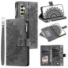 For Samsung Galaxy S25+ 5G Multi-Card Totem Zipper Leather Phone Case(Grey) - 1