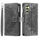 For Samsung Galaxy S25+ 5G Multi-Card Totem Zipper Leather Phone Case(Grey) - 2