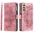 For Samsung Galaxy S25+ 5G Multi-Card Totem Zipper Leather Phone Case(Pink) - 2