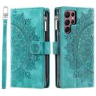 For Samsung Galaxy S25 Ultra 5G Multi-Card Totem Zipper Leather Phone Case(Green) - 2