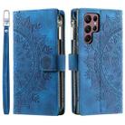 For Samsung Galaxy S25 Ultra 5G Multi-Card Totem Zipper Leather Phone Case(Blue) - 2