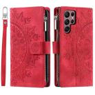 For Samsung Galaxy S25 Ultra 5G Multi-Card Totem Zipper Leather Phone Case(Red) - 2