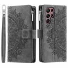 For Samsung Galaxy S25 Ultra 5G Multi-Card Totem Zipper Leather Phone Case(Grey) - 2