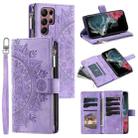 For Samsung Galaxy S25 Ultra 5G Multi-Card Totem Zipper Leather Phone Case(Purple) - 1