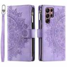 For Samsung Galaxy S25 Ultra 5G Multi-Card Totem Zipper Leather Phone Case(Purple) - 2