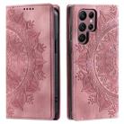 For Samsung Galaxy S25 Ultra 5G Totem Embossed Magnetic Leather Phone Case(Rose Gold) - 2