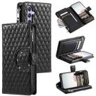 For Samsung Galaxy S25 5G Glitter Lattice Zipper Wallet Leather Phone Case(Black) - 1