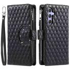 For Samsung Galaxy S25 5G Glitter Lattice Zipper Wallet Leather Phone Case(Black) - 2