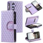 For Samsung Galaxy S25 5G Glitter Lattice Zipper Wallet Leather Phone Case(Purple) - 1