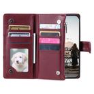 For Samsung Galaxy S25 5G Glitter Lattice Zipper Wallet Leather Phone Case(Wine Red) - 3