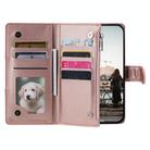 For Samsung Galaxy S25 5G Glitter Lattice Zipper Wallet Leather Phone Case(Rose Gold) - 3