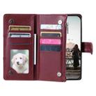 For Samsung Galaxy S25+ 5G Glitter Lattice Zipper Wallet Leather Phone Case(Wine Red) - 3