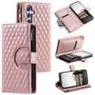 For Samsung Galaxy S25+ 5G Glitter Lattice Zipper Wallet Leather Phone Case(Rose Gold) - 1