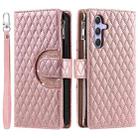 For Samsung Galaxy S25+ 5G Glitter Lattice Zipper Wallet Leather Phone Case(Rose Gold) - 2