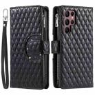 For Samsung Galaxy S25 Ultra 5G Glitter Lattice Zipper Wallet Leather Phone Case(Black) - 2