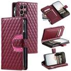 For Samsung Galaxy S25 Ultra 5G Glitter Lattice Zipper Wallet Leather Phone Case(Wine Red) - 1