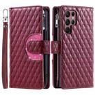 For Samsung Galaxy S25 Ultra 5G Glitter Lattice Zipper Wallet Leather Phone Case(Wine Red) - 2