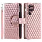 For Samsung Galaxy S25 Ultra 5G Glitter Lattice Zipper Wallet Leather Phone Case(Rose Gold) - 2