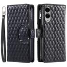 For Samsung Galaxy S25 Edge 5G Glitter Lattice Zipper Wallet Leather Phone Case(Black) - 2