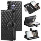 For Samsung Galaxy S25 FE 5G Glitter Lattice Zipper Wallet Leather Phone Case(Black) - 1