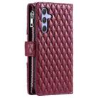 For Samsung Galaxy S25 FE 5G Glitter Lattice Zipper Wallet Leather Phone Case(Wine Red) - 3