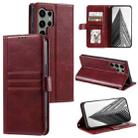 For Samsung Galaxy S25 Ultra 5G Simple 6-Card Wallet Leather Phone Case(Wine Red) - 1