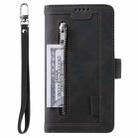 For Samsung Galaxy S25 5G Nine Card Zipper Bag Leather Phone Case with Lanyard(Black) - 2