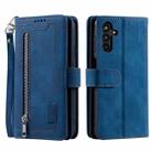 For Samsung Galaxy S25+ 5G Nine Card Zipper Bag Leather Phone Case with Lanyard(Blue) - 1