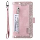 For Samsung Galaxy S25 Ultra 5G Nine Card Zipper Bag Leather Phone Case with Lanyard(Pink) - 2