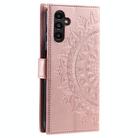 For Samsung Galaxy S25 5G Totem Flower Embossed Leather Phone Case(Rose Gold) - 3