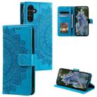For Samsung Galaxy S25+ 5G Totem Flower Embossed Leather Phone Case(Blue) - 1