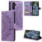 For Samsung Galaxy S25+ 5G Totem Flower Embossed Leather Phone Case(Purple) - 1