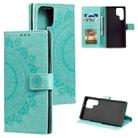 For Samsung Galaxy S25 Ultra 5G Totem Flower Embossed Leather Phone Case(Green) - 1