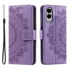 For Samsung Galaxy S25 Edge 5G Totem Flower Embossed Leather Phone Case(Purple) - 1