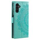 For Samsung Galaxy S25 FE 5G Totem Flower Embossed Leather Phone Case with Lanyard(Green) - 3